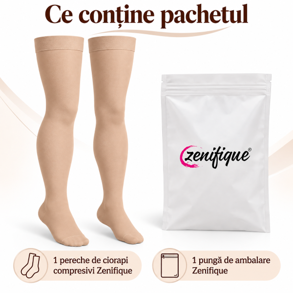 Conținut pachet: o pereche de ciorapi compresivi și o pungă Zenifique